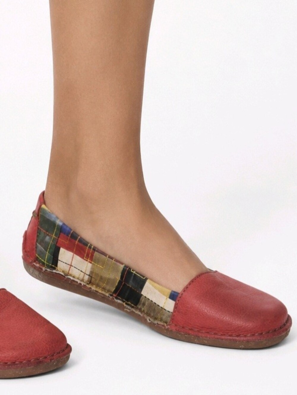 The Art Company Shoes Red Plaid Leather Loafers Size 39 (US 8.5)